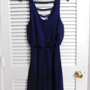 Navy blue dress knee length elastic waist